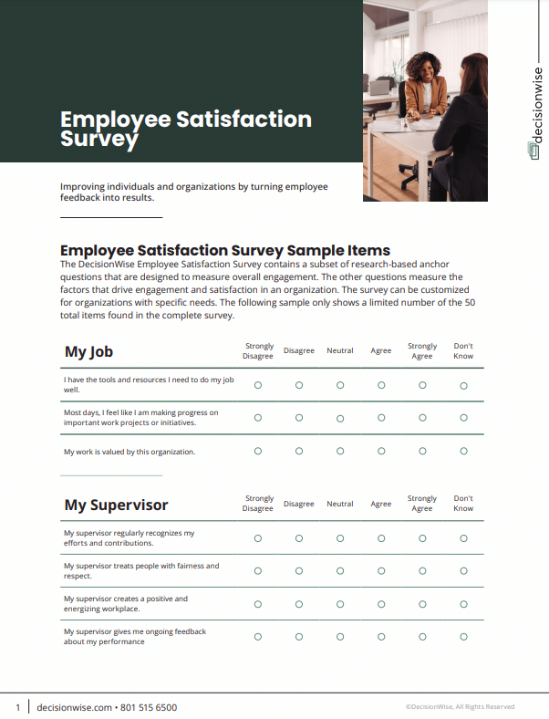 employee satisfaction cover page