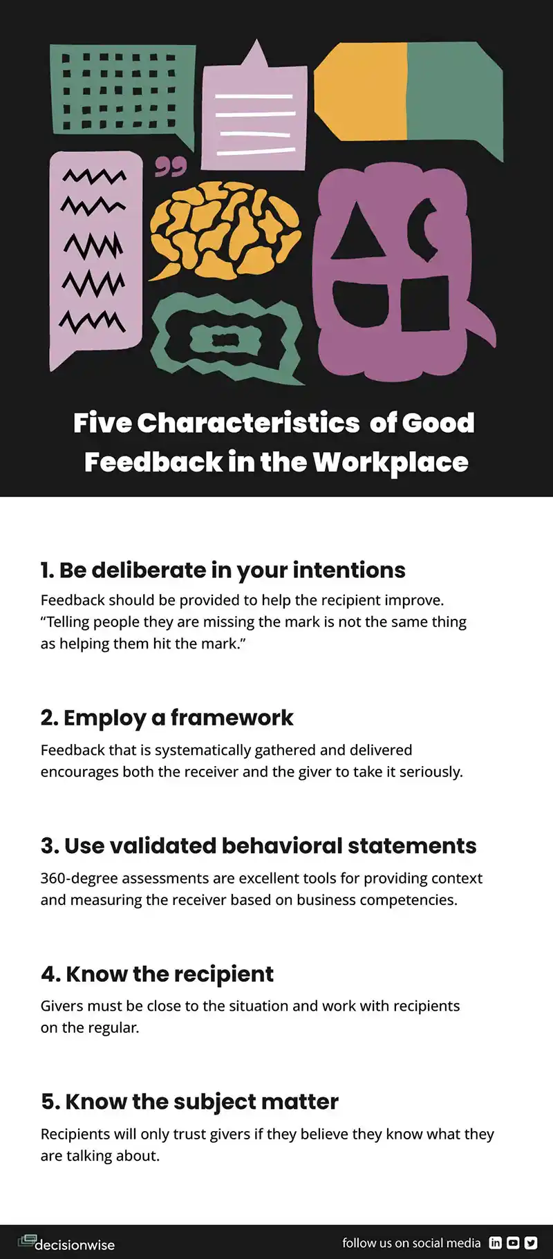 five characteristics of good feedback infographic