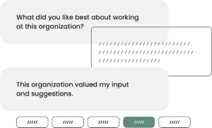 exit survey questions: what did you like best about working at this organization, this organization valued my input and suggestions.