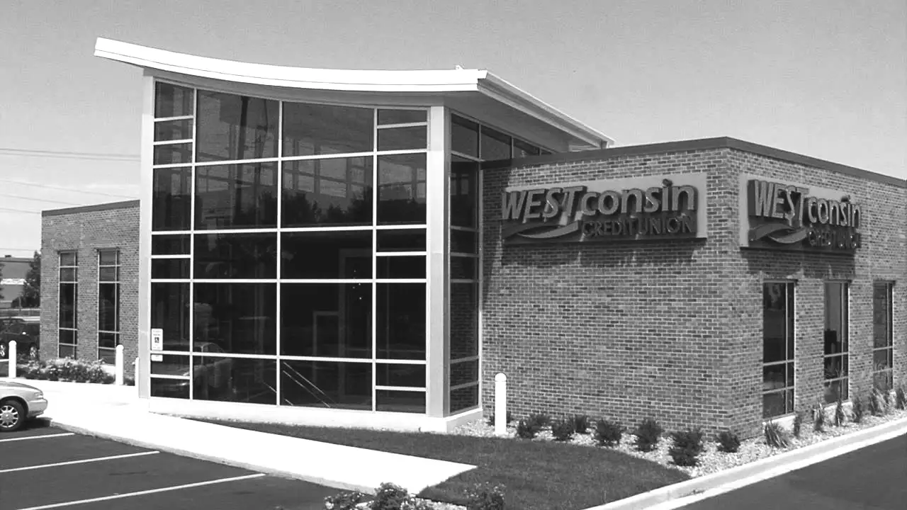 black and white picture of Westconsin Credit Union Building