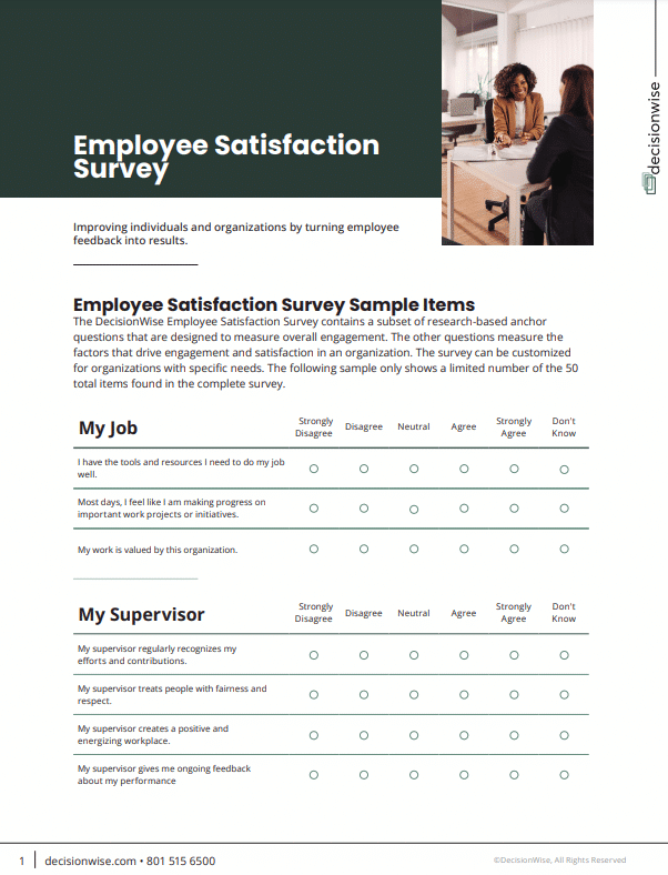 Sample Employee Satisfaction Survey